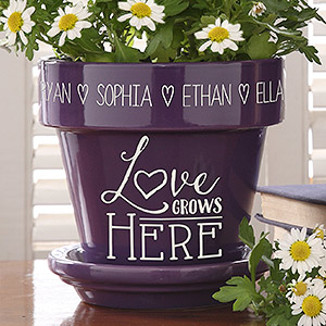Love Grows Here Flower Pot - Perfect Gift for 70th Birthdays