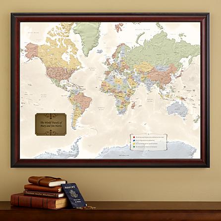 Personalized World Travel Map for 70th Birthday
