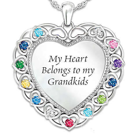 My Heart Belongs to My Grandkids Necklace - Perfect 70th Birthday Gift
