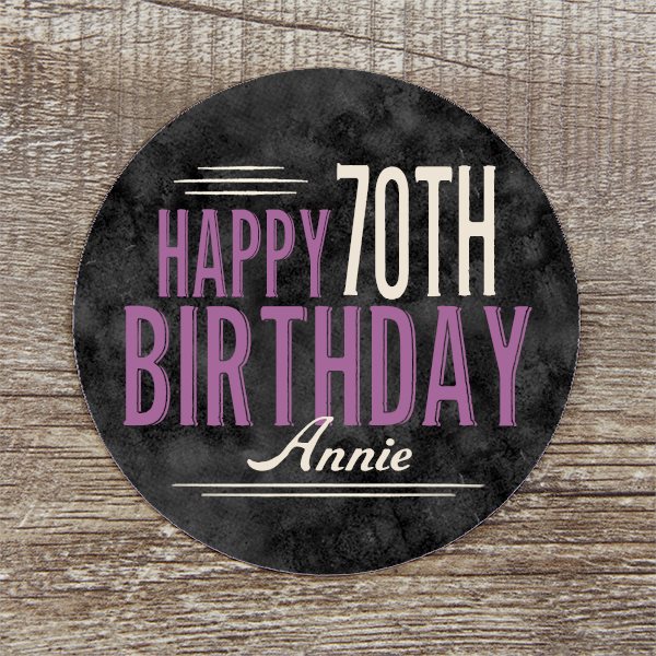Happy 70th Birthday - Personalized Coasters with name and birthdate - 70th Birthday Party Decorations